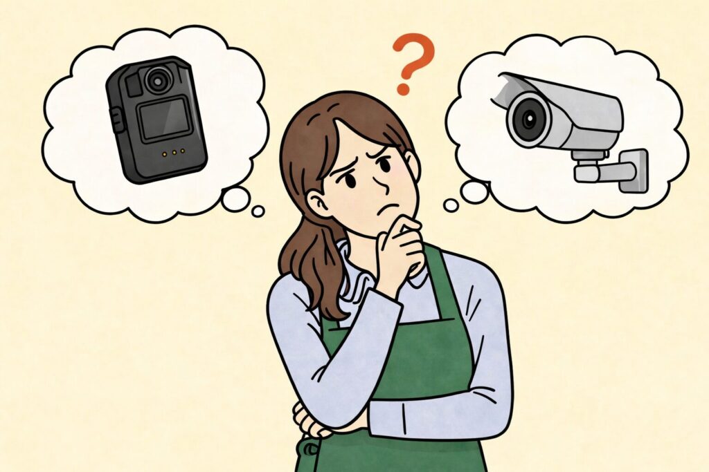 カスハラ対策に使える機器とは？防犯カメラ・ボディカメラの違いを解説